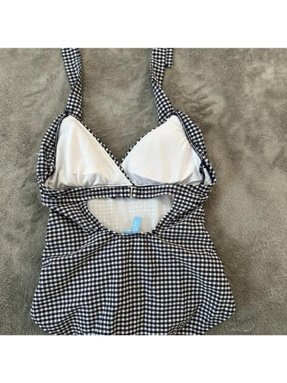 Draper James RSVP Blue Gingham One PIece Swimsuit Women's MEDIUM Halter